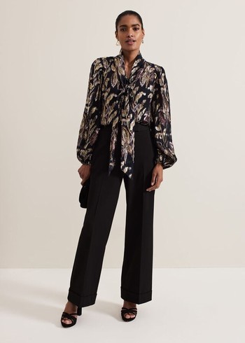 Phase Eight Tessa Floral Filcoupe Shirts Black/Multicolor Australia | GY6709123